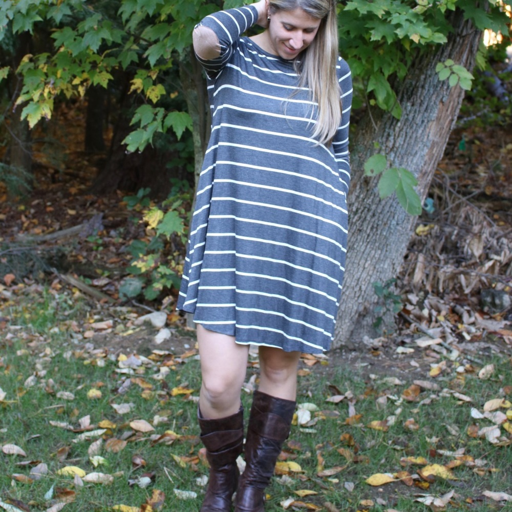 Grey Striped Dress